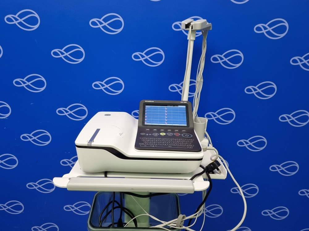 GE MAC 2000 ECG Recorder on Trolley