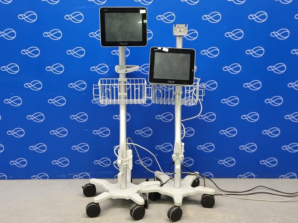 Spacelab Cubes 2 x Spacelabs Qube Vital Signs Monitor on Rollstands