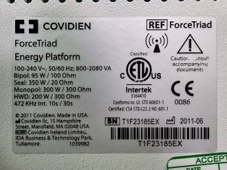 Valleylab Covidien ForceTriad Electrosurgical Unit on Trolley Stand - 3