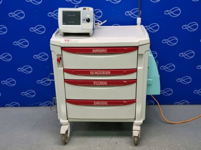 Zoll R-Series Plus Defibrillator on Metro Flexline Crash Trolley