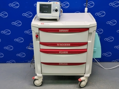 Zoll R-Series Plus Defibrillator on Metro Flexline Crash Trolley