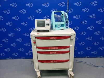 Zoll R-Series Plus Defibrillator on Metro Flexline Crash Trolley