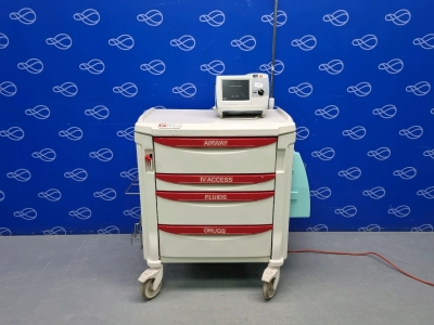 Zoll R-Series Plus Defibrillator on Metro Flexline Crash Trolley