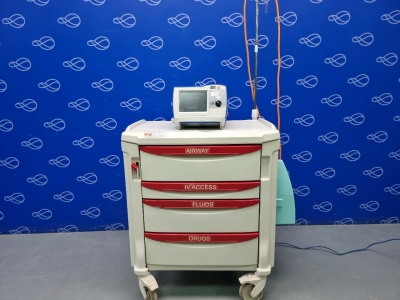 Zoll R-Series Plus Defibrillator on Metro Flexline Crash Trolley