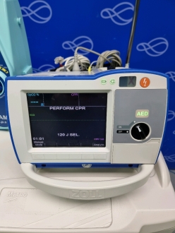 Zoll R-Series Plus Defibrillator on Metro Flexline Crash Trolley - 2