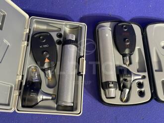 2 x Heine K180 Ophthalmoscope / Otoscope Sets in Cases