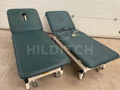 1 x Electric & 1 x Hydraulic Huntleigh Akron 2-Section Patient Couches