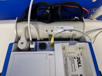 Zoll R-Series Plus Defibrillator on Metro Flexline Crash Trolley - 3