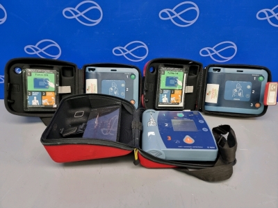 1 x Agilent Heartstream FR2 AED Defibrillator and 2 x Philips FRx AED Defibrillator