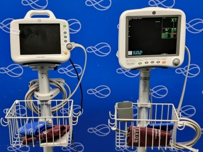 GE Dash 3000 Patient Monitor and GE Dash 4000 Patient Monitor on Rollstands