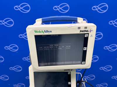 2 x Welch Allyn Propaq CS Vital Signs Monitor on 1 Rollstand