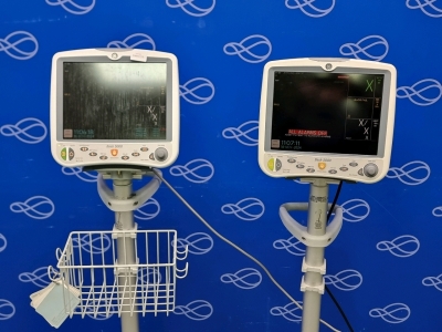 2 x GE Dash 5000 Patient Monitor on Rollstand