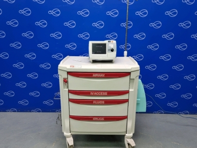 Zoll R-Series Plus Defibrillator on Metro Flexline Crash Trolley