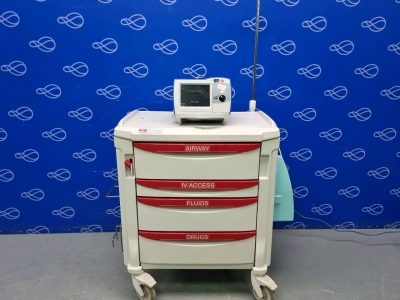 Zoll R-Series Plus Defibrillator on Metro Flexline Crash Trolley