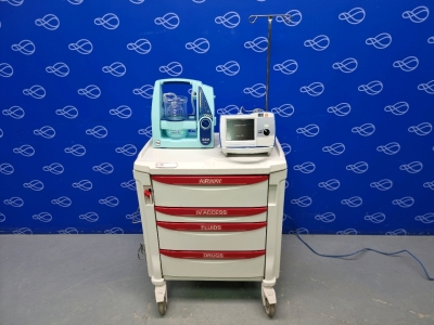 Zoll R-Series Plus Defibrillator on Metro Flexline Crash Trolley