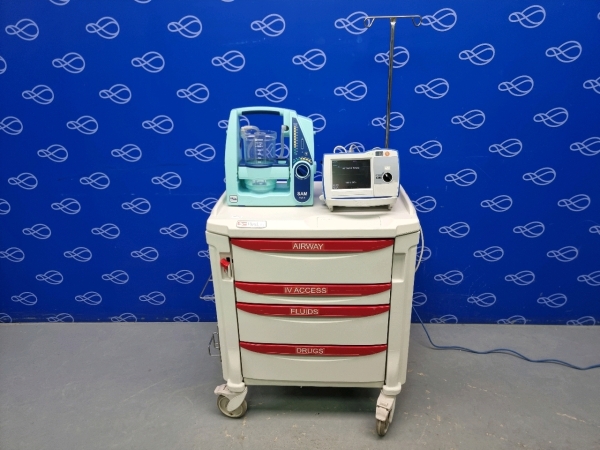 Zoll R-Series Plus Defibrillator on Metro Flexline Crash Trolley