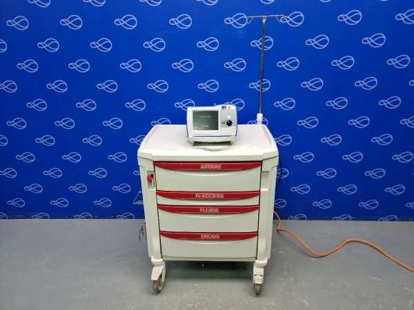 Zoll R-Series Plus Defibrillator on Metro Flexline Crash Trolley