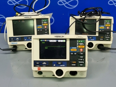 3 x Physio Control Lifepak 20e Defibrillator with Pacer Function