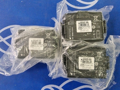 3 x Philips Heartstart 989803150161 FR3 Defibrillator Battery - Install Before: 05/2023 x 1, 09/2023 x 1 and 12/2024 x 1