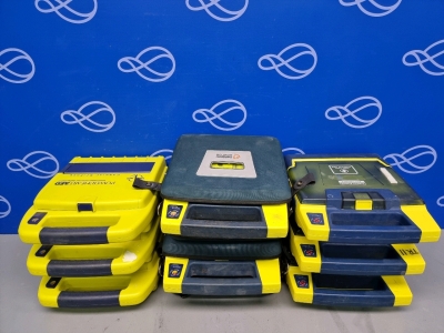 3 x Cardiac Science Powerheart AED defibrillator, 3 x Cardiac Science AED Trainer Defibrillator and 2 x Cardiac Science Powerheart AED G3 Pro Defibrillator