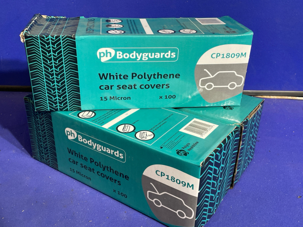 300 (3 x boxes of 100) x PH Bodyguards White Polythene Car Seat Covers