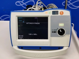 Zoll R-Series Plus Defibrillator on Metro Flexline Crash Trolley - 2