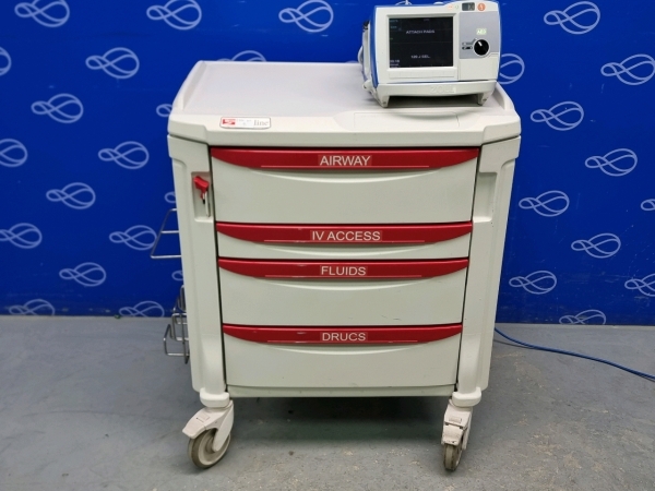 Zoll R-Series Plus Defibrillator on Metro Flexline Crash Trolley