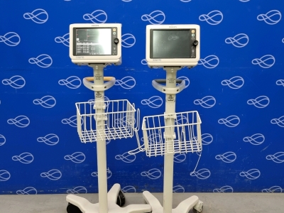 2 x Philips SureSigns VS4 Patient Monitor on Rollstand