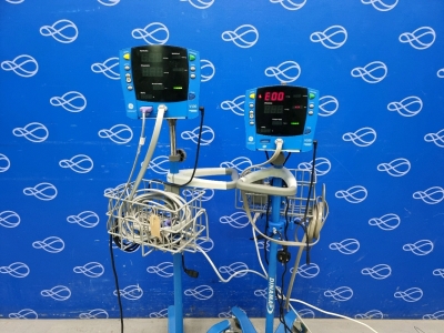 2 x GE Carescape Dinamap V100 Patient Monitor on Rollstand