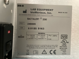 BioMerieux BacT/Alert 3D60 Blood Culture Analyser - 3