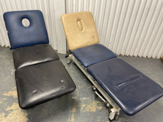 1 x Akron & 1 x Medi-Plinth 3-Section Hydraulic Patient Couches