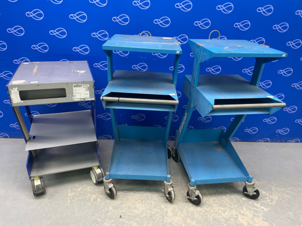 2 x Valleylab UC8010 Universal Mounting Carts & 1 x Rotem Medical Trolley