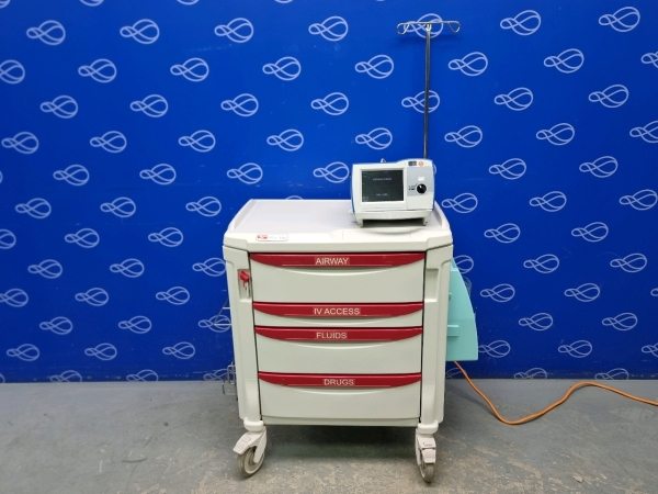 Zoll R-Series Plus Defibrillator on Metro Flexline Crash Trolley