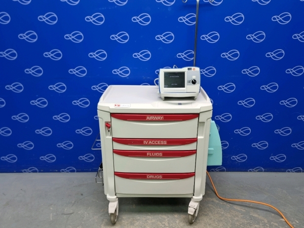 Zoll R-Series Plus Defibrillator on Metro Flexline Crash Trolley