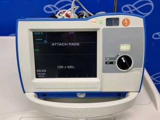 Zoll R-Series Plus Defibrillator on Metro Flexline Crash Trolley - 2