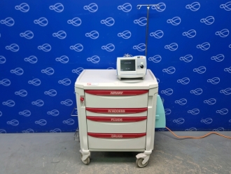 Zoll R-Series Plus Defibrillator on Metro Flexline Crash Trolley