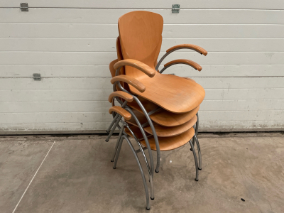 4 x Waiting Room Wooden / Metal Chairs