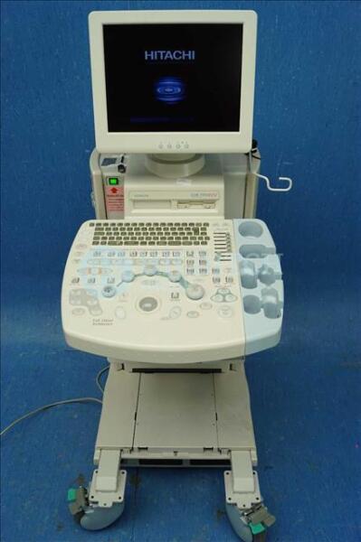 Hitachi EUB 7000 Diagnostic Ultrasound - Damage to Side Panels and Missing Knob on Control Panel *Powers Up*