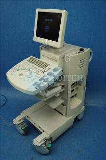 Hitachi EUB 7000 Diagnostic Ultrasound - Damage to Side Panels and Missing Knob on Control Panel *Powers Up* - 2