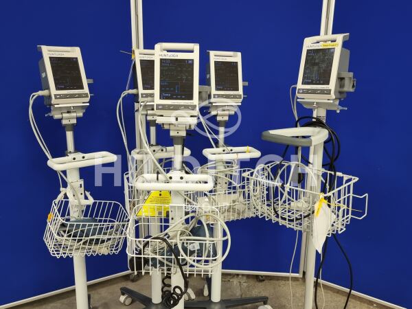 5 x Huntleigh SmartSigns Compact 300 Patient Monitors on Rollstands *All Power Up*