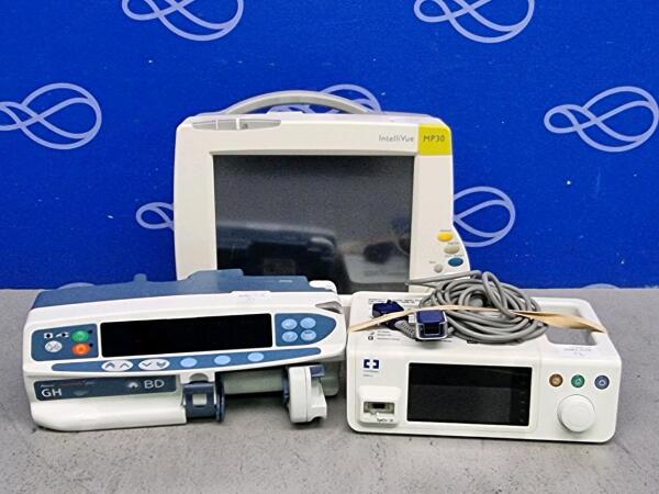 Philips Intellivue MP30 Patient Monitor, Alaris Guardrails Plus Syringe ...