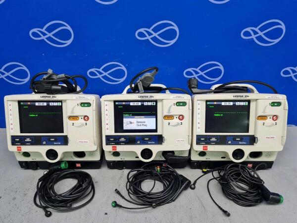 3 x Physio Control Lifepak 20e Defibrillator with Pacing and Code ...