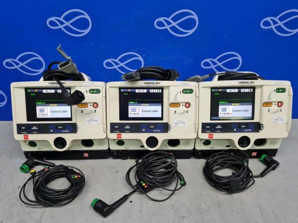 3 x Physio Control Lifepak 20e Defibrillator with Code Management Module