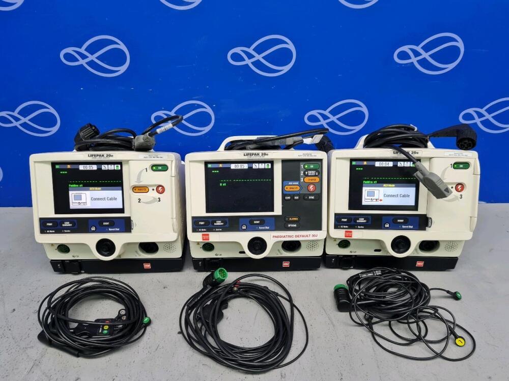 3 x Physio Control Lifepak 20e Defibrillator with Code Management Module