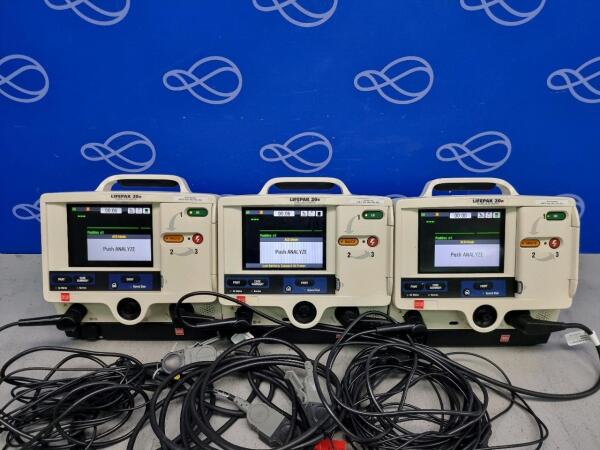 3 x Physio Control Lifepak 20e Defibrillator with Code Management Module