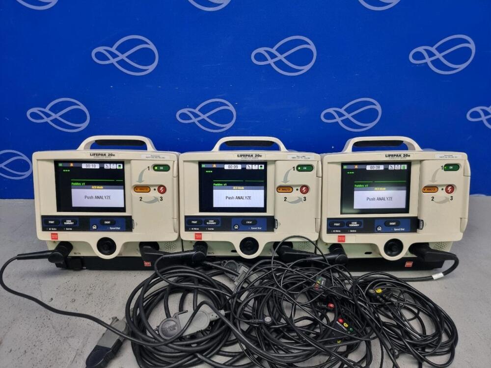 3 x Physio Control Lifepak 20e Defibrillator with Code Management Module