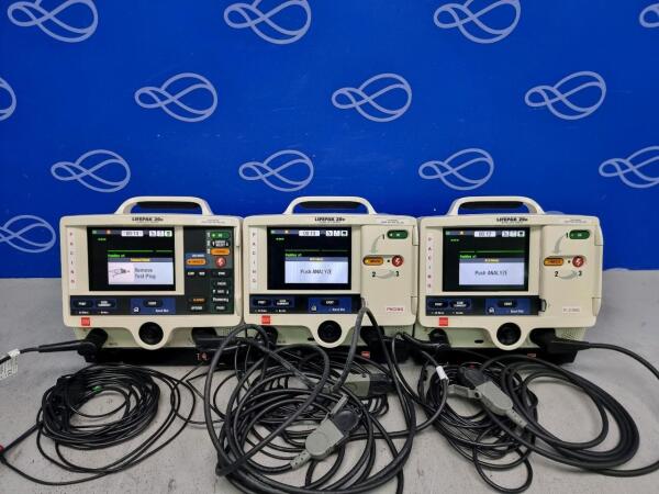 3 x Physio Control Lifepak 20e Defibrillator with Pacing and Code ...