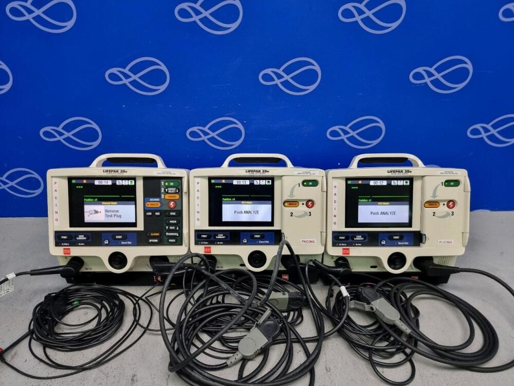 3 x Physio Control Lifepak 20e Defibrillator with Pacing and Code ...