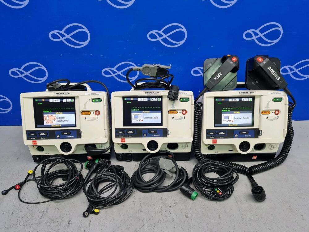 3 x Physio Control Lifepak 20e Defibrillator with Code Management Module