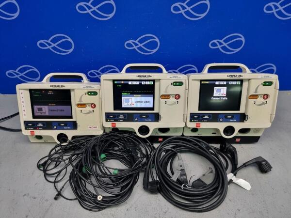 3 x Physio Control Lifepak 20e Defibrillator - one with Pacing, two with Code Management Module